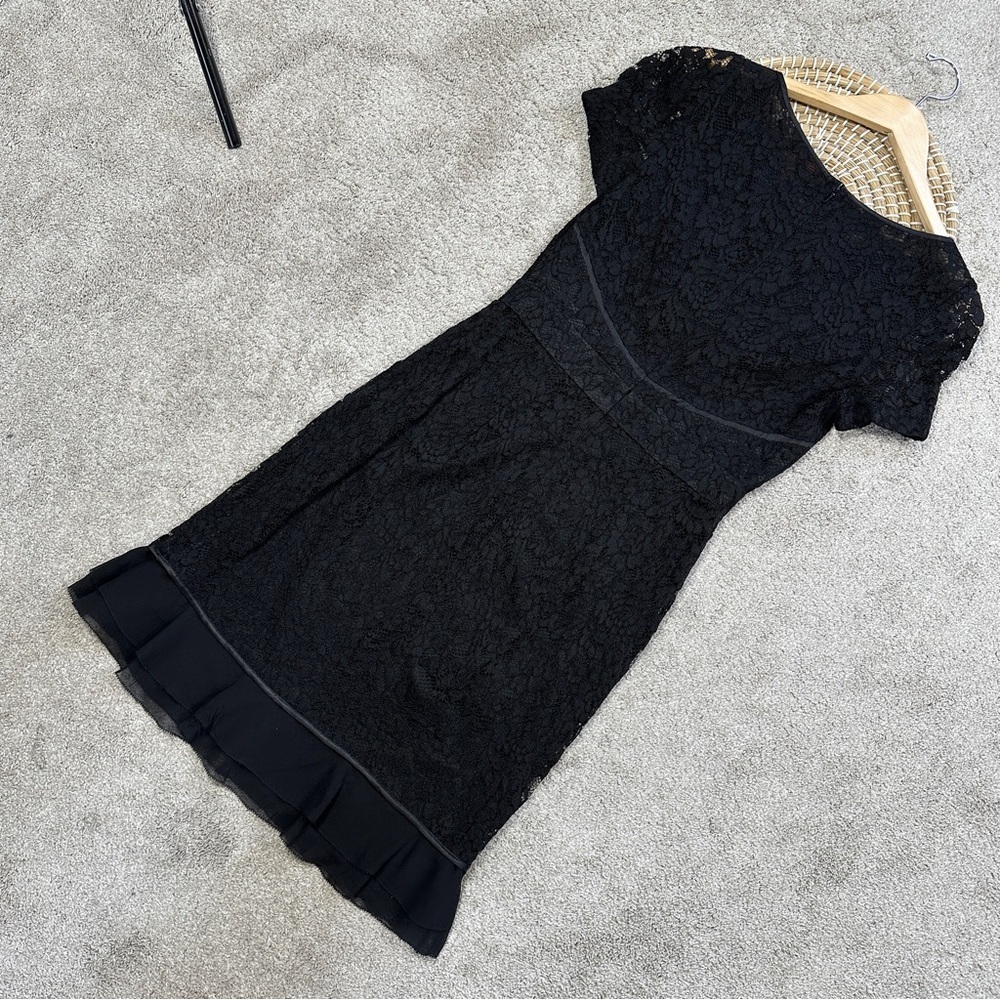 Tory Burch Women’s Silk Bovary Lace Cocktail Dress Shortsleeve Party in Black 4 - Picture 7 of 13